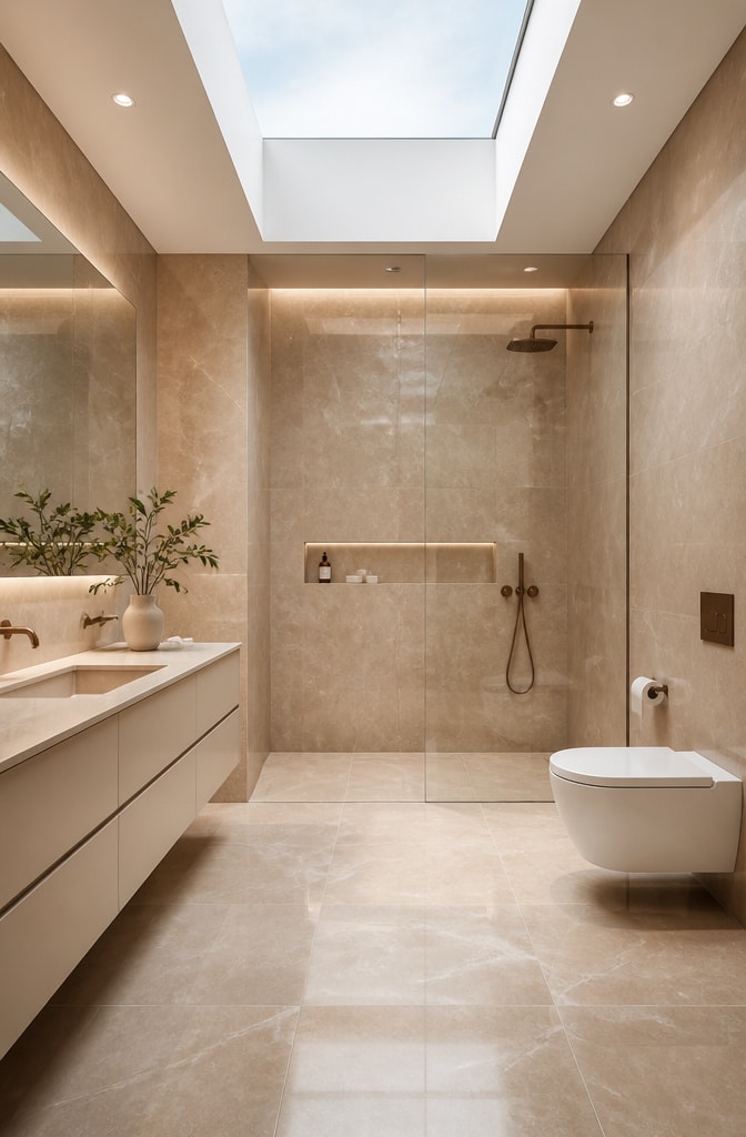Modern Minimalist Brown Marble Bathroom
