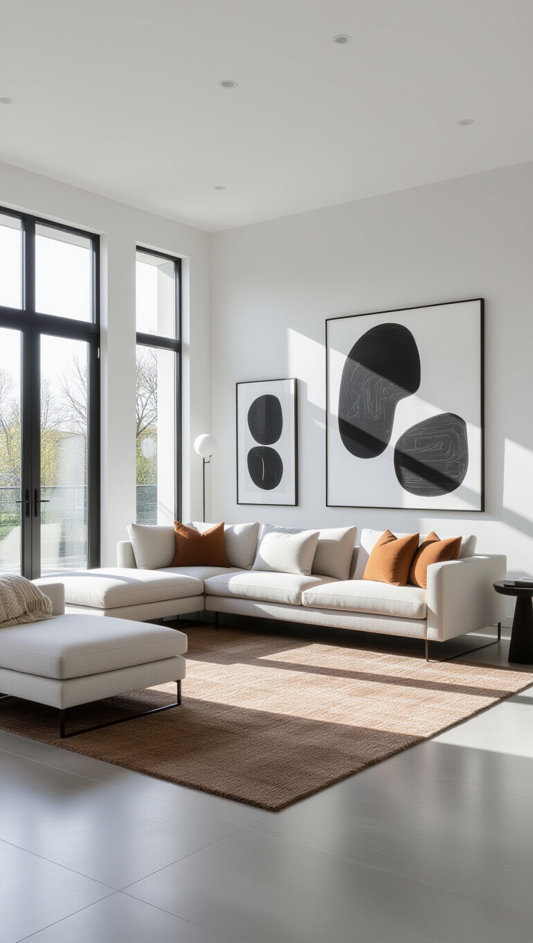 Modern Minimalist Brown Rug Living Room