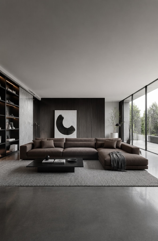 Modern Minimalist Brown Sectional Lounge