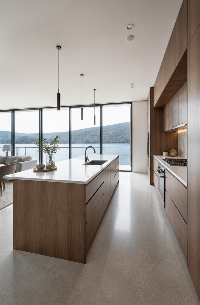 Modern Minimalist Brown Wood Kitchen