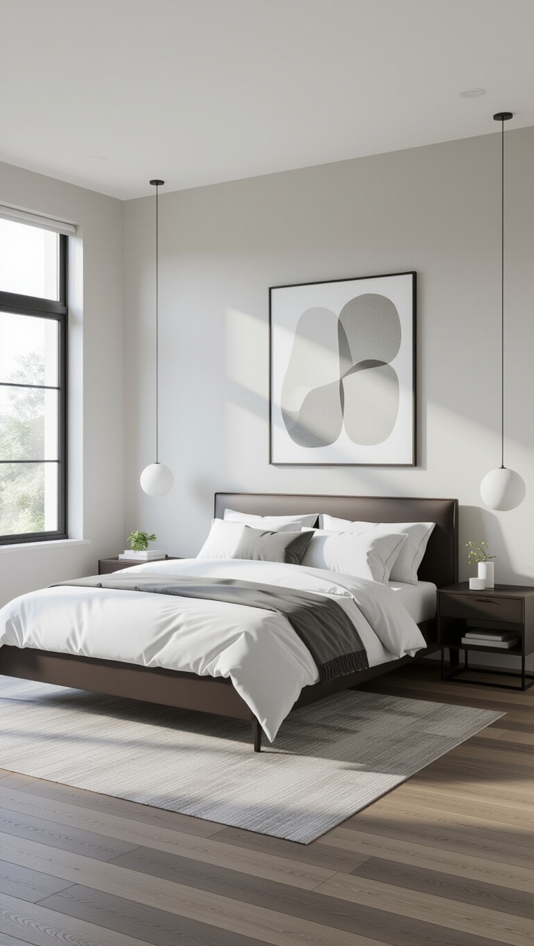 Modern Minimalist Dark Brown Bed Frame Bedroom