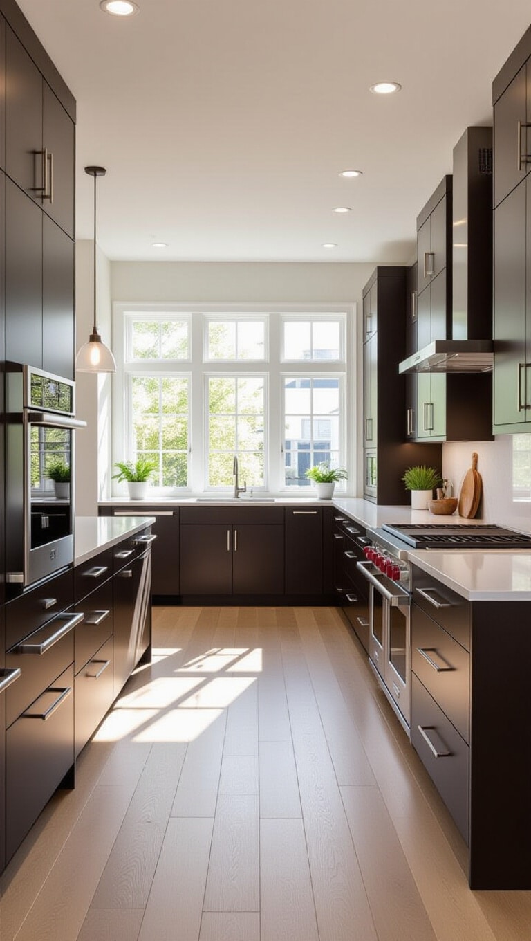 Modern Minimalist Dark Brown Kitchen