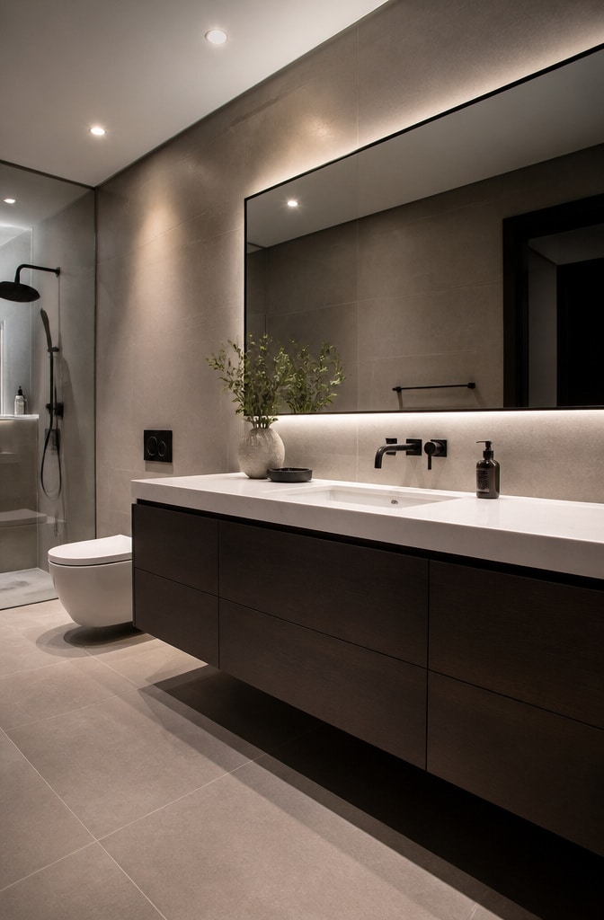 Modern Minimalist Dark Brown Vanity
