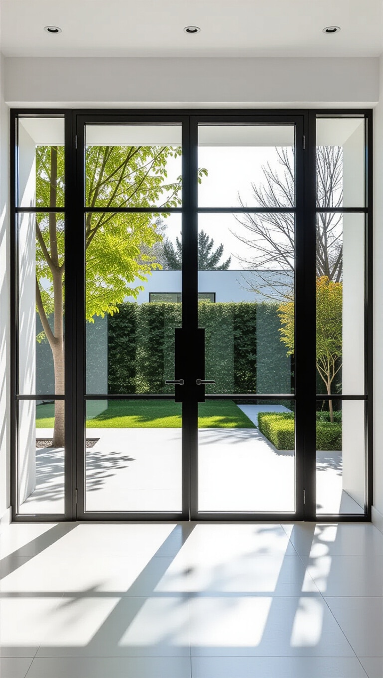 Modern Minimalist Glass Double Doors