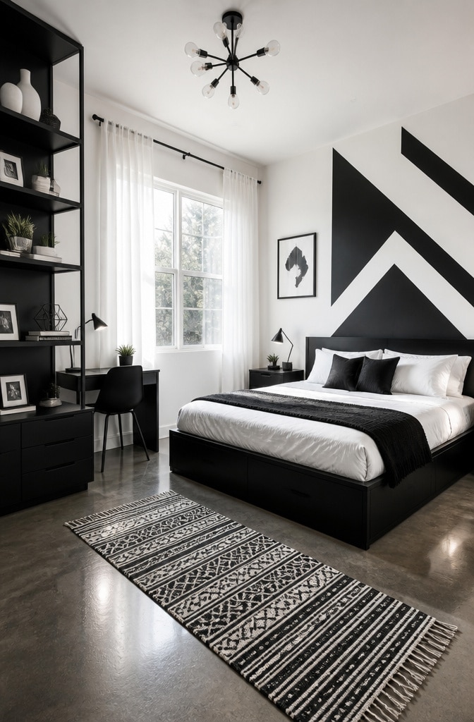 Modern Minimalist Monochrome Bedroom