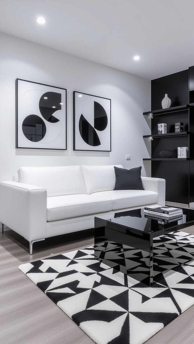 Modern Monochrome Tiny Living Room