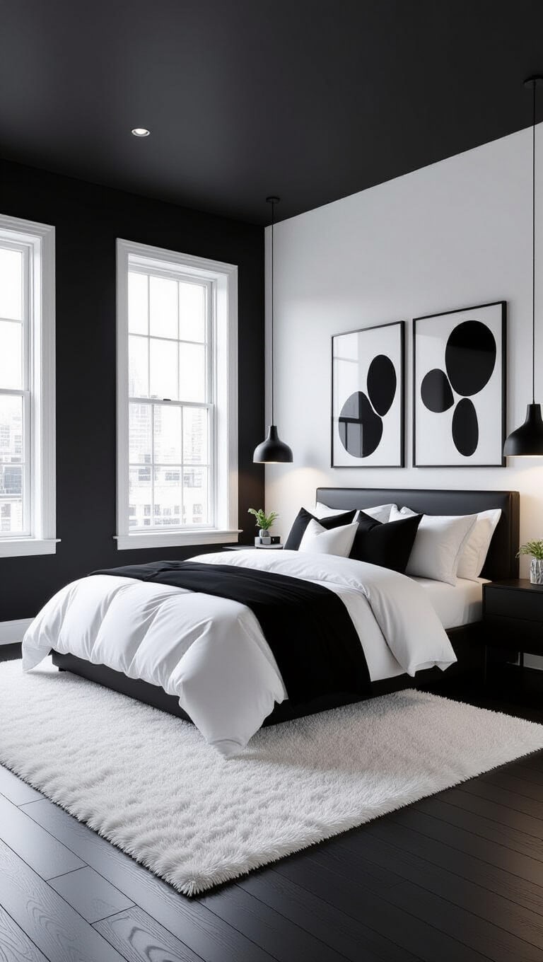 Monochrome Black and White Bedroom