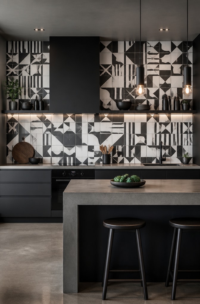 Monochrome Graphic Patterned Tiles