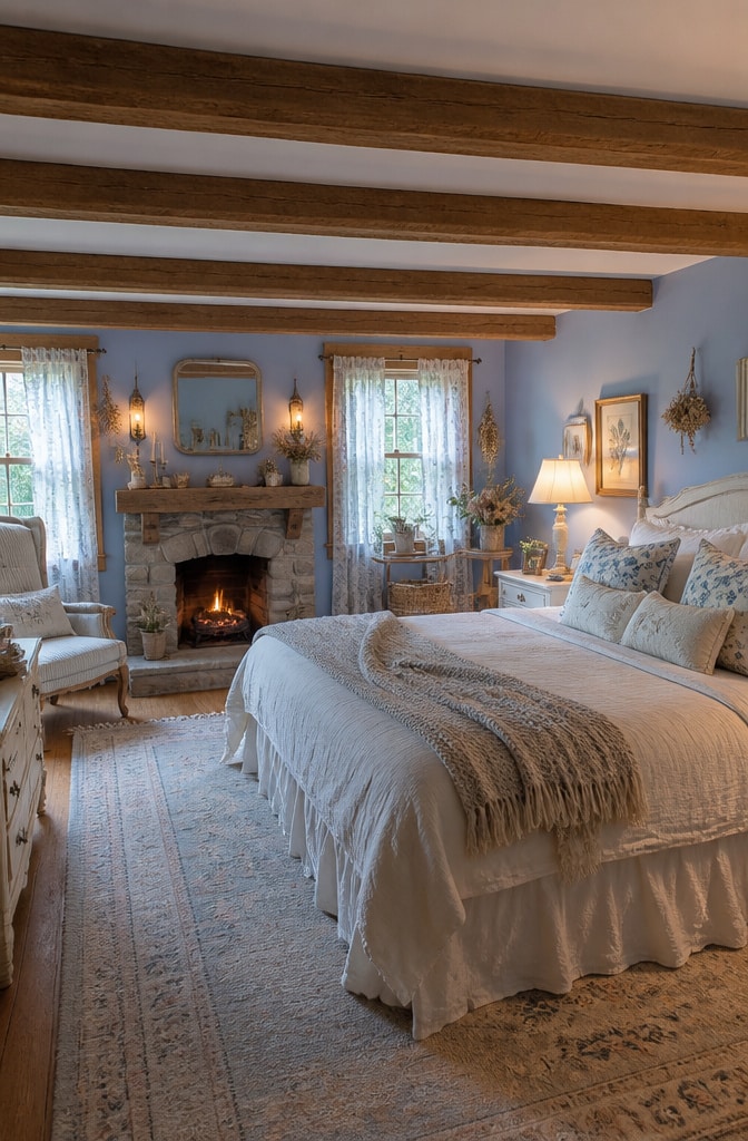 Muted Periwinkle Blue Cozy Cottage Bedroom