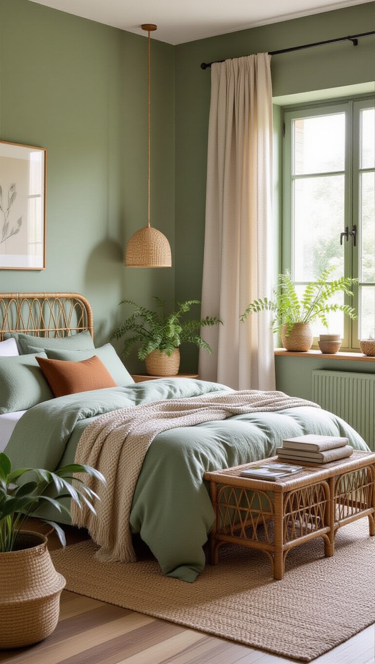 Muted Sage Green Bedroom Retreat