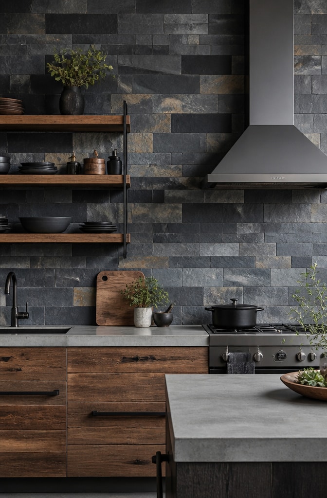 Natural Stone Slate Tile Splashback
