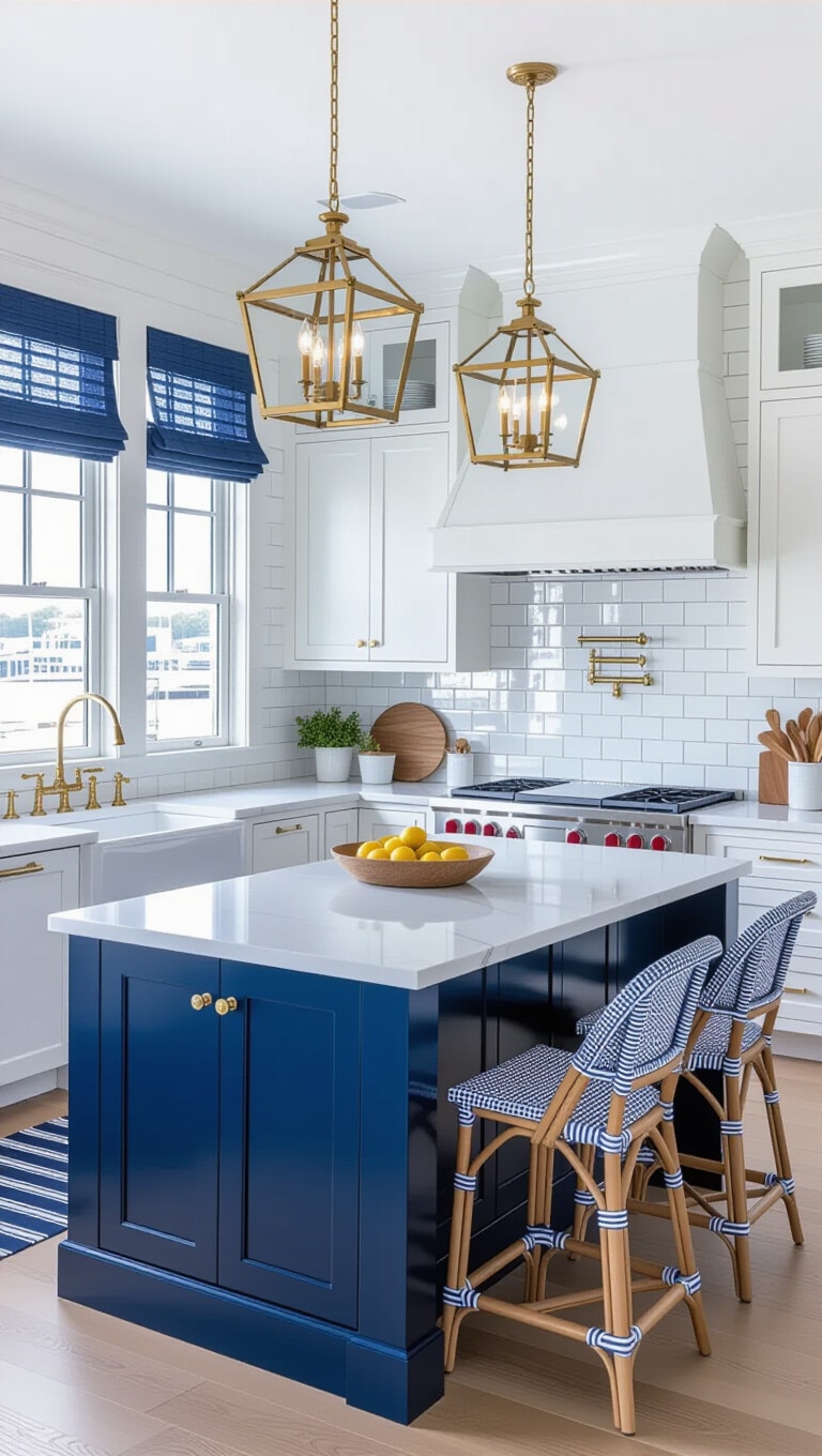 Nautical Blue and White Kitchen Harbor Style