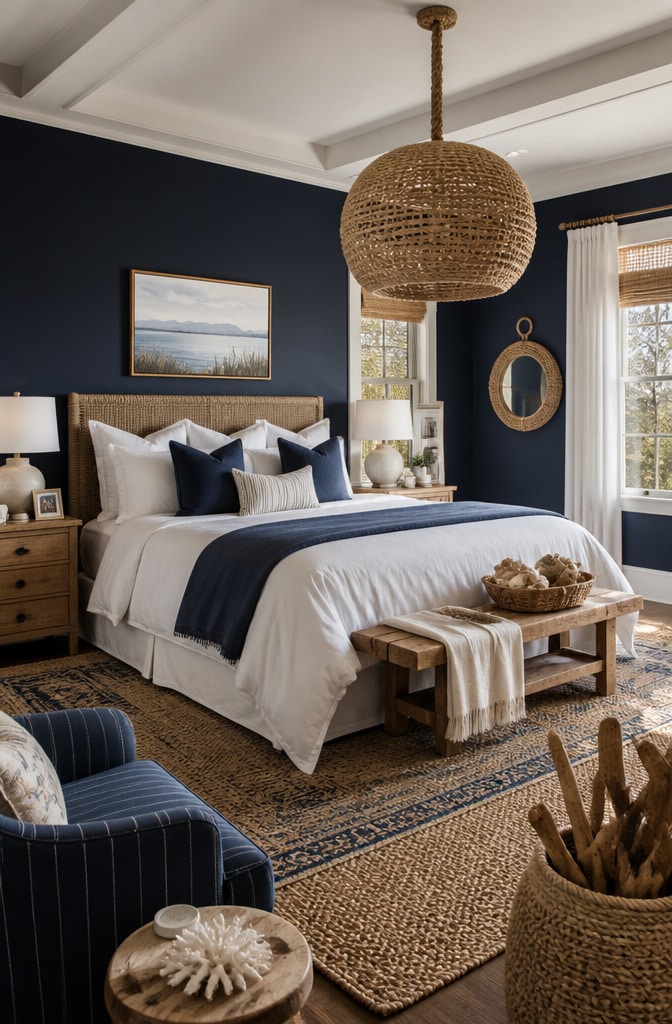 Navy Blue Coastal Escape Bedroom