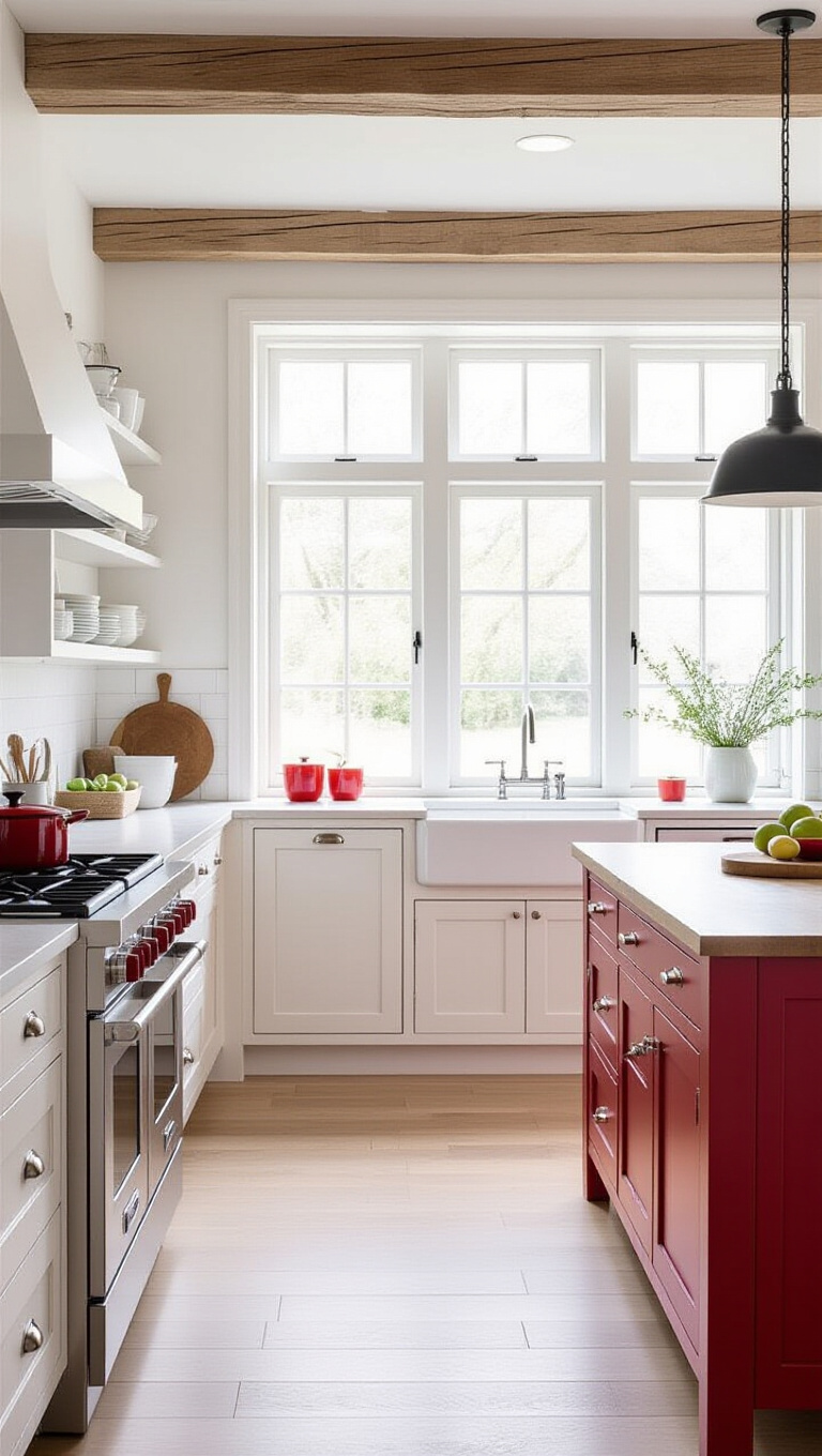 Nordic Inspired Red and White Kitchen