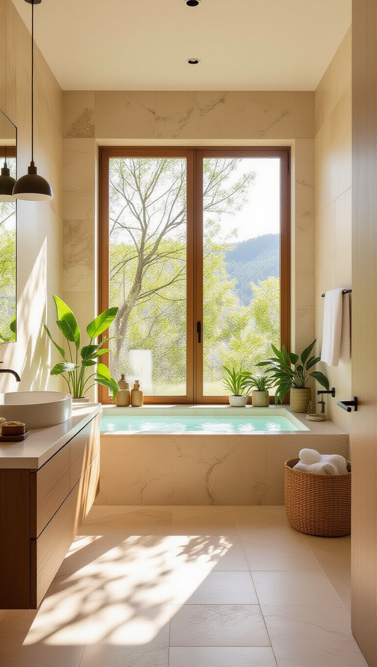 Organic Natural Beige Marble Bathroom