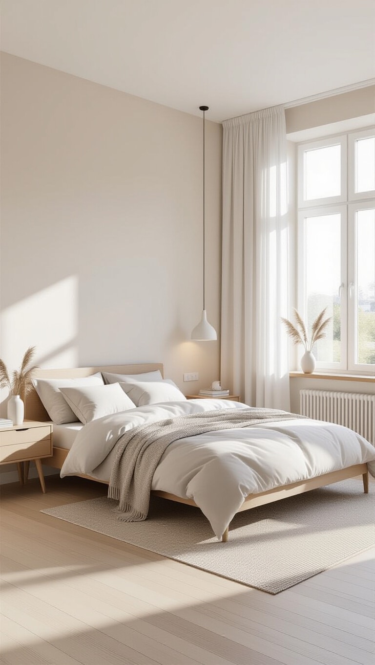 Pale Almond Minimalist Bedroom