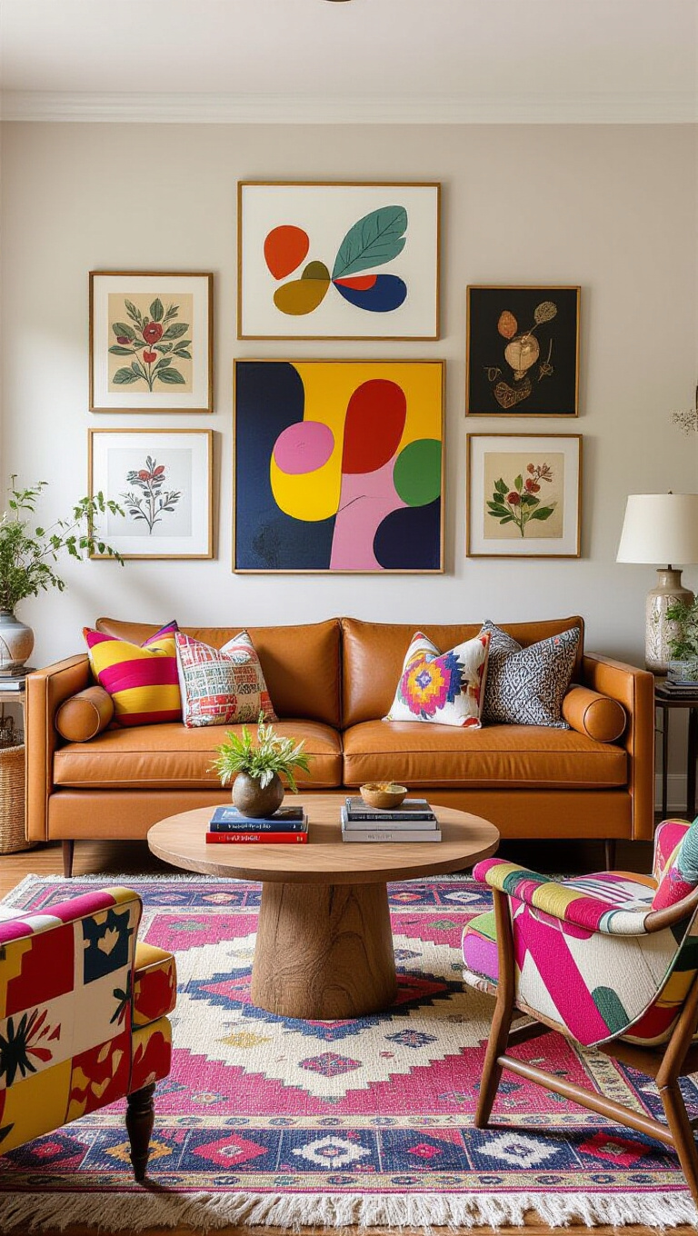Playful Eclectic Light Brown Living Room
