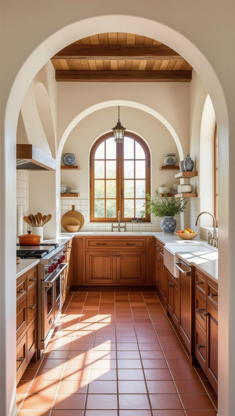 Refined Mediterranean Red and White Kitchen