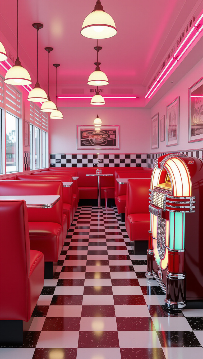 Retro 50s Diner Style Red and White Kitchen