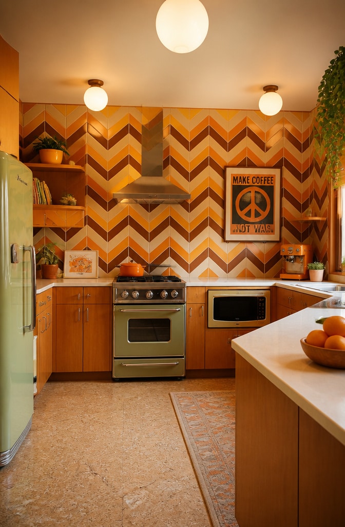 Retro 70s Chevron Pattern Tiles