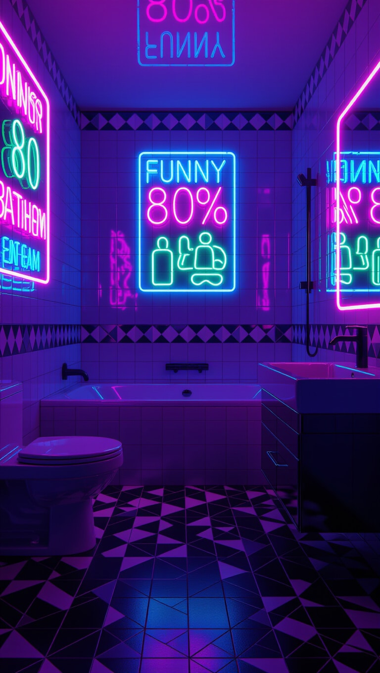 Retro 80s Neon Bathroom Signs