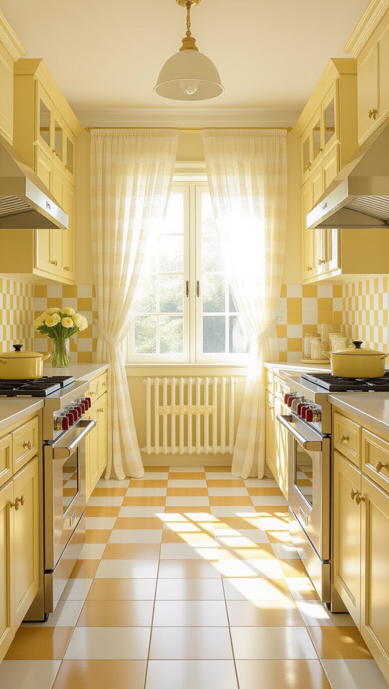 Retro Lemon Checkerboard Kitchen Tiles