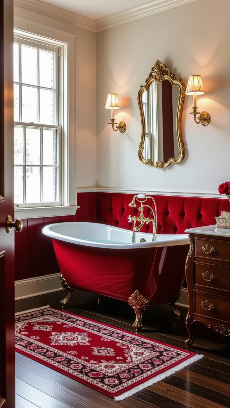 Romantic Red Velvet Bathroom