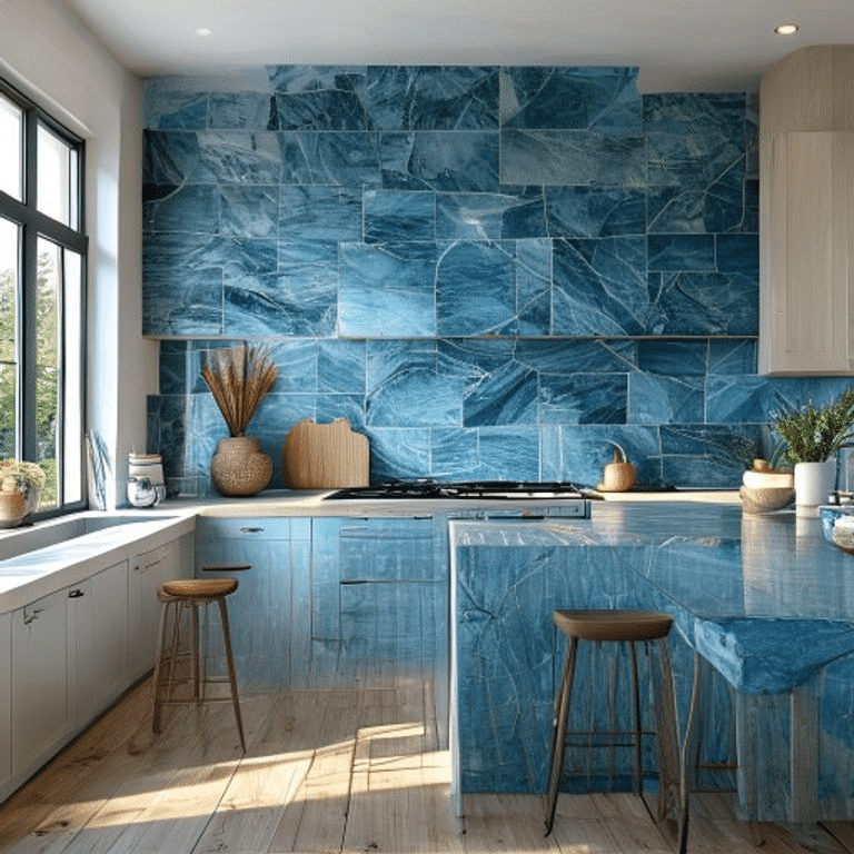 Rough Textured Slate Blue Tiles