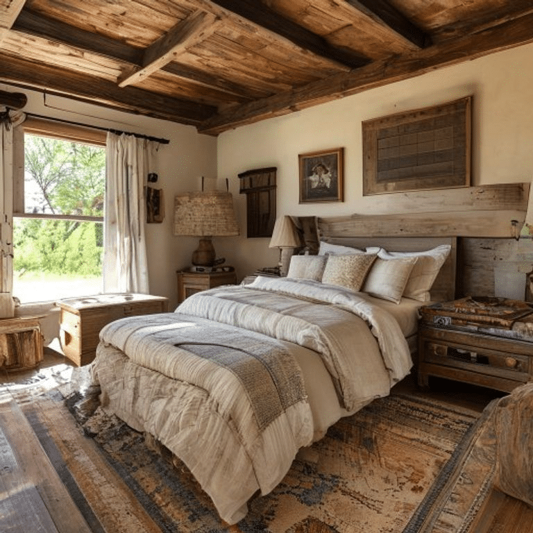 Rustic Beige Farmhouse Bedroom