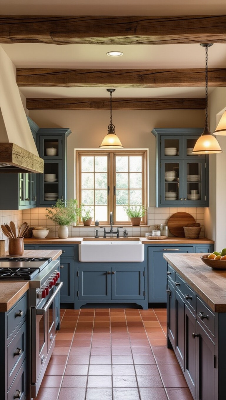 Rustic Blue and Reclaimed Wood Kitchen