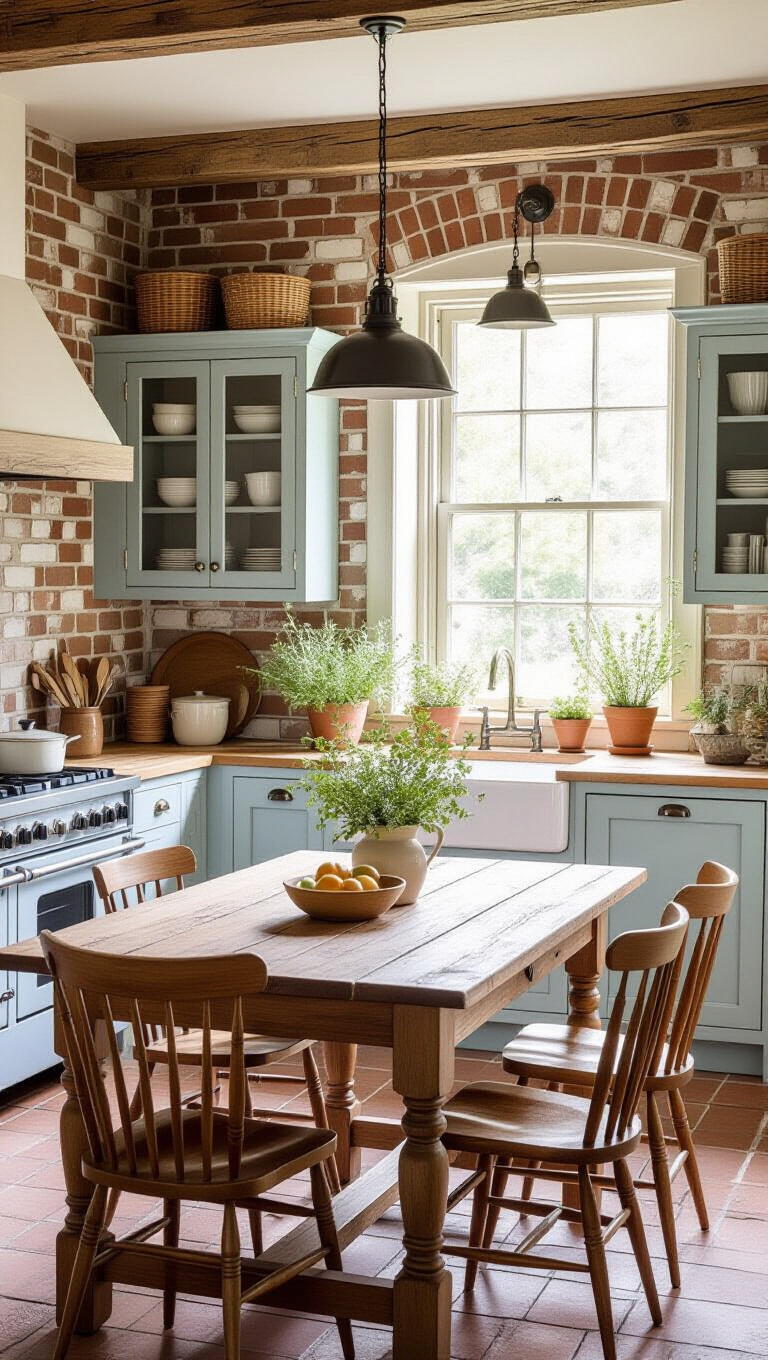 Rustic Blue and White Cottage Kitchen