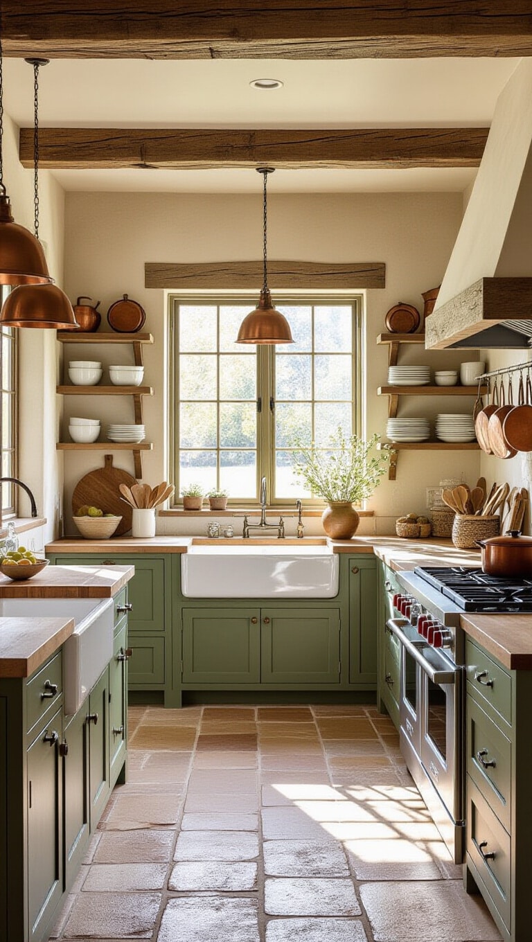 Rustic Blue-Green Farmhouse Kitchen
