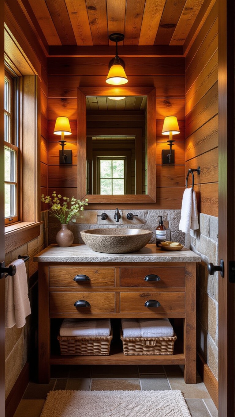 Rustic Cabin Brown Bathroom