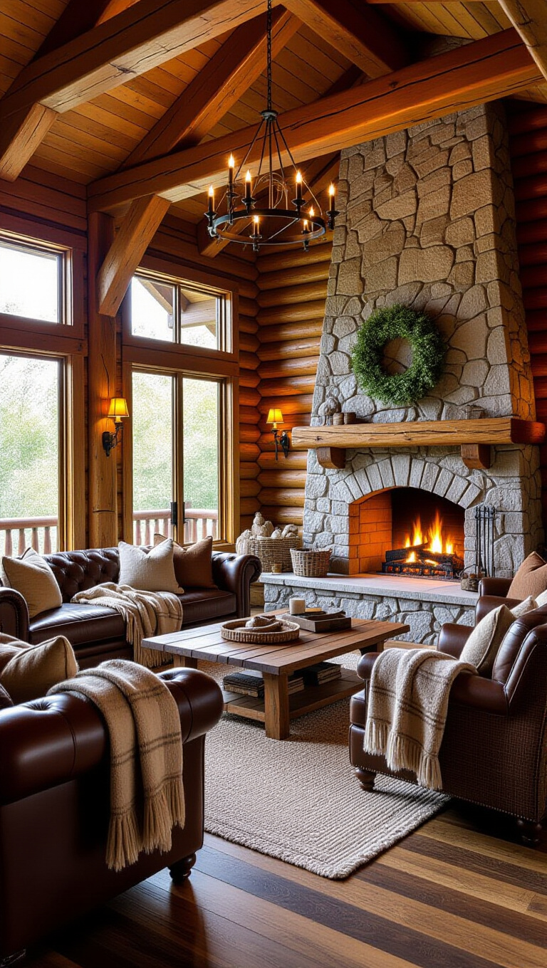 Rustic Cabin Light Brown Living Room
