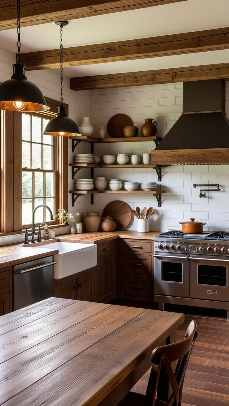 Rustic Dark Brown Farmhouse Kitchen