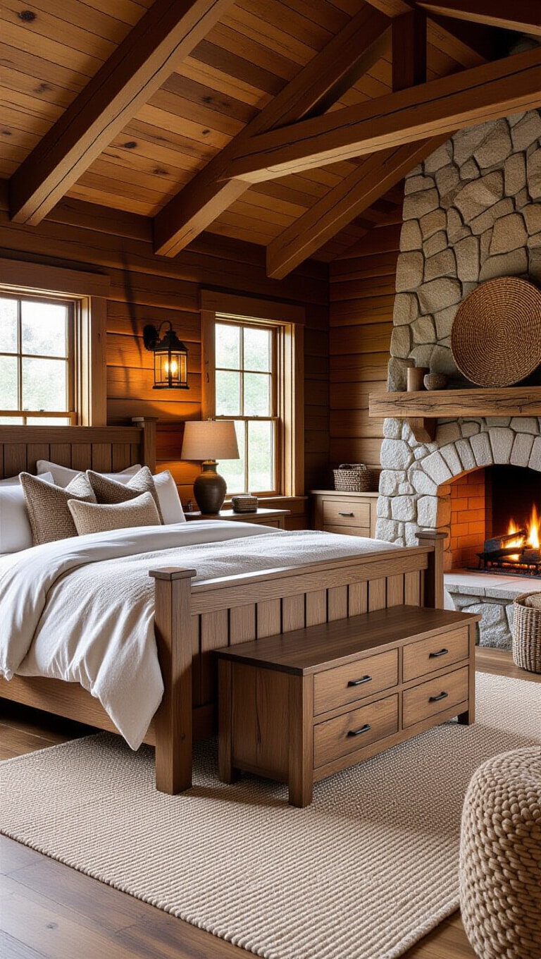 Rustic Dark Oak Cabin Bedroom