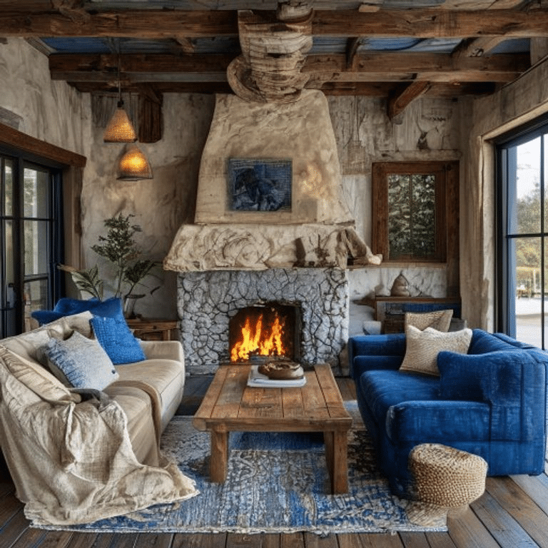 Rustic Elegance with Blue and Beige