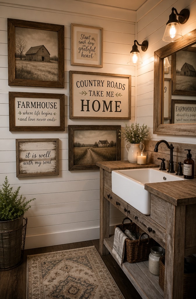 Rustic Farmhouse Bathroom Wall Art