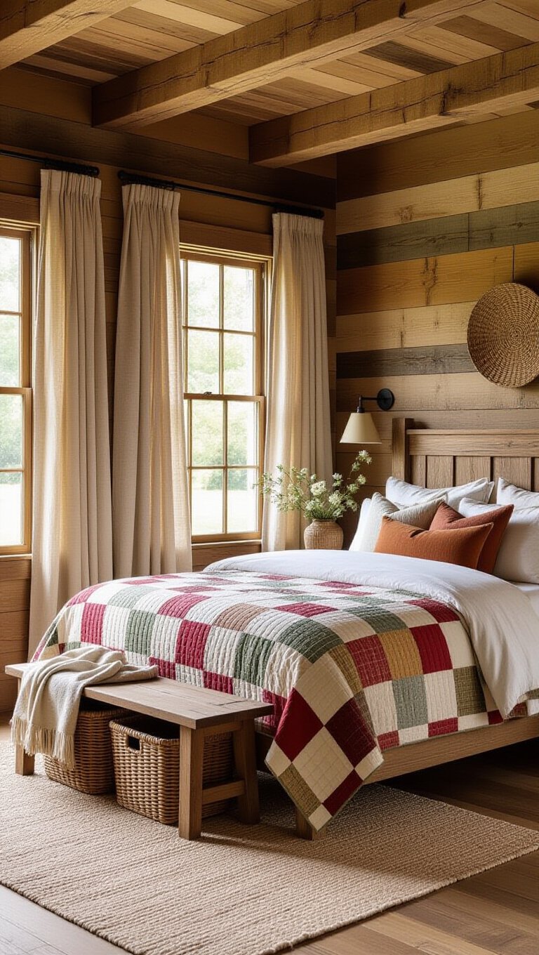 Rustic Farmhouse Beige Bedroom