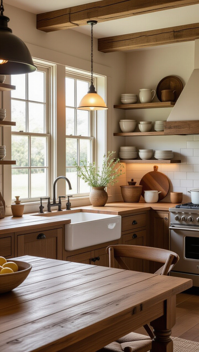 Rustic Farmhouse Brown Kitchen