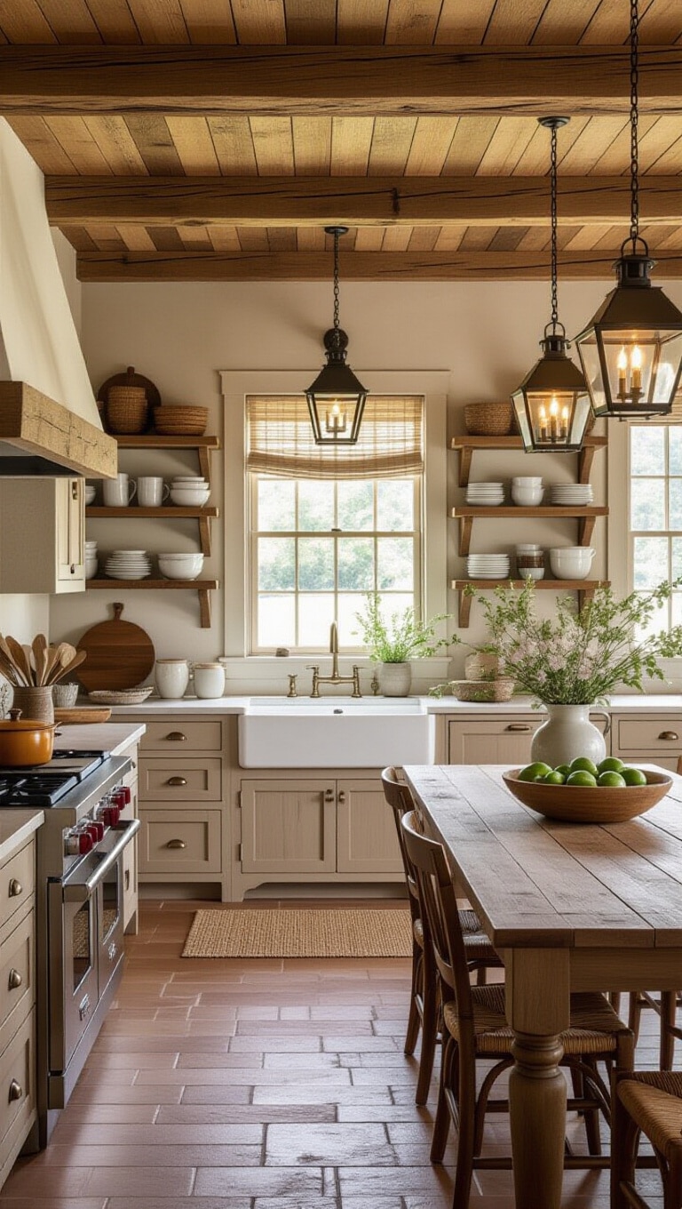 Rustic Farmhouse Light Brown Kitchen