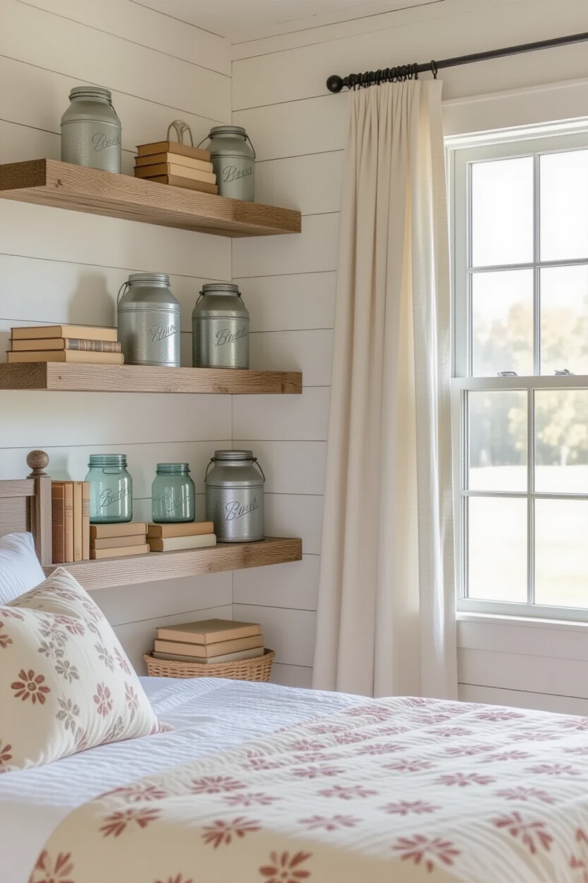 Rustic Farmhouse Shelf Decor Bedroom