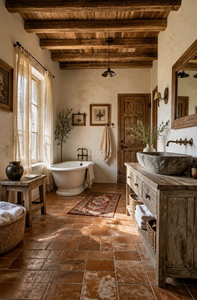 Rustic Farmhouse Vessel Sink Bathroom