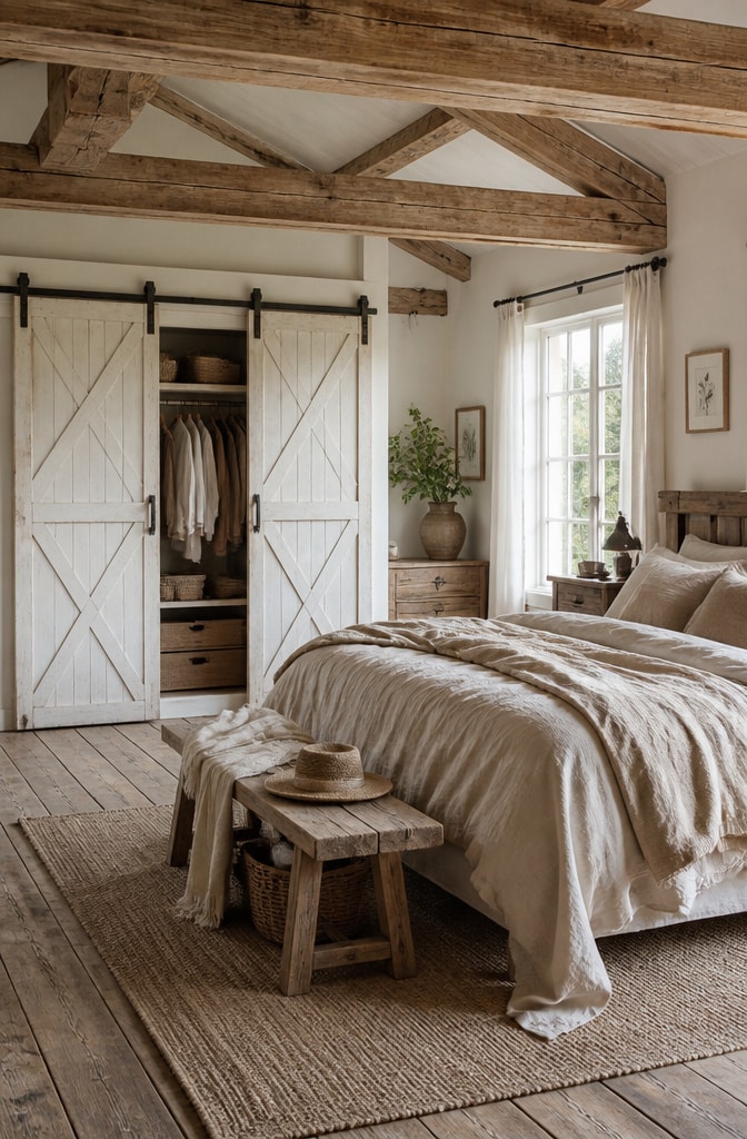 Rustic Farmhouse White Wardrobe Bedroom