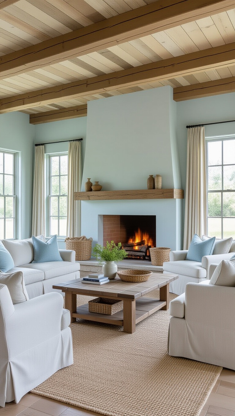 Rustic Light Blue Living Room