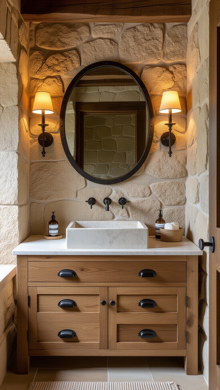 Rustic Marble Sink Bathroom Retreat