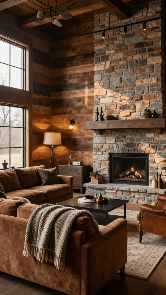 Rustic Modern Brown Living Room