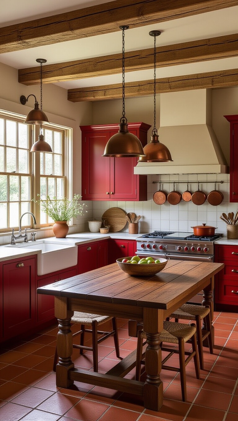 Rustic Red Farmhouse Kitchen