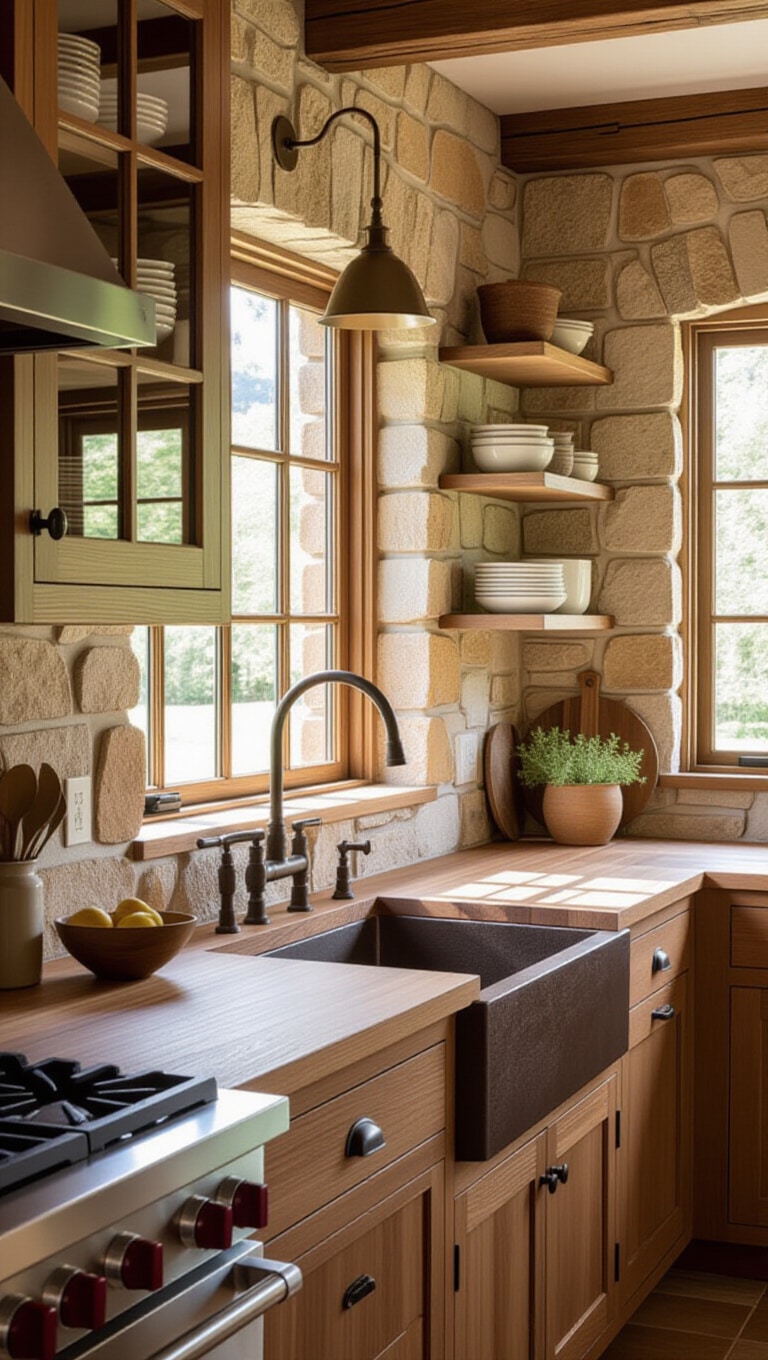 Rustic Stone Tile Backsplash