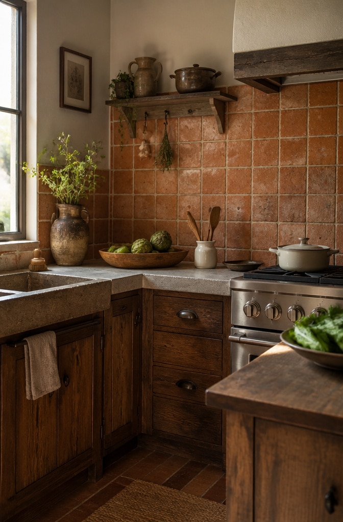 Rustic Terracotta Tile Splashback